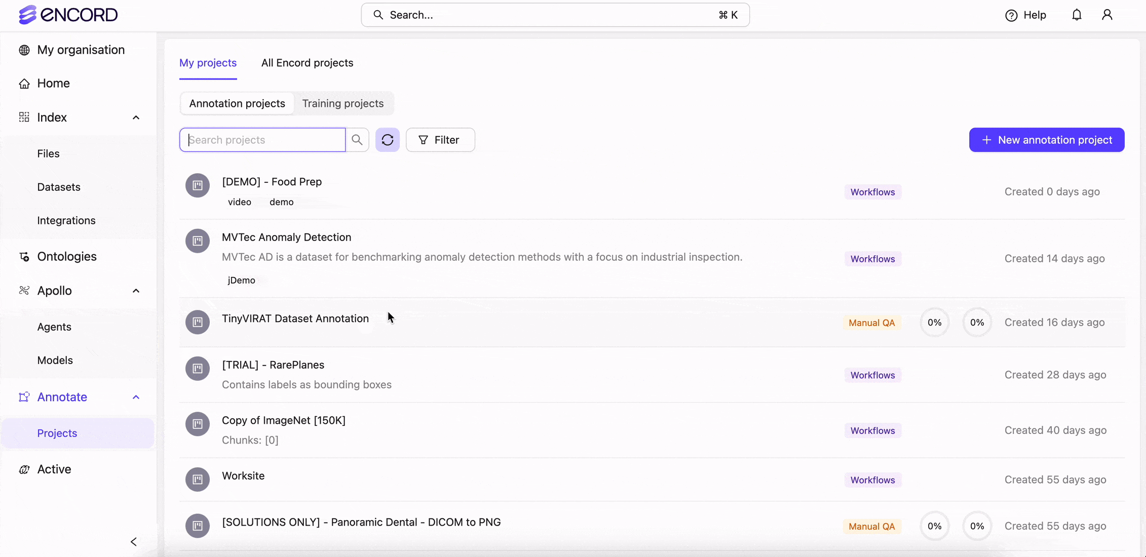 A GIF of Encord Annotate UI
