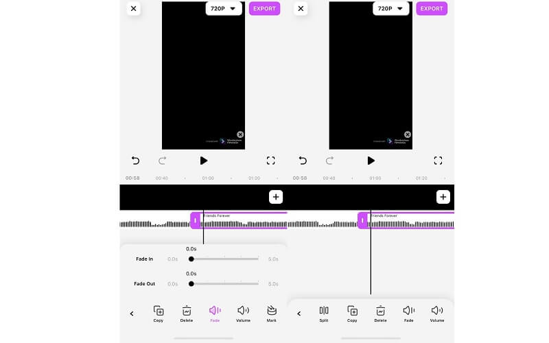 FilmoraGo Interface MP3 Cutter