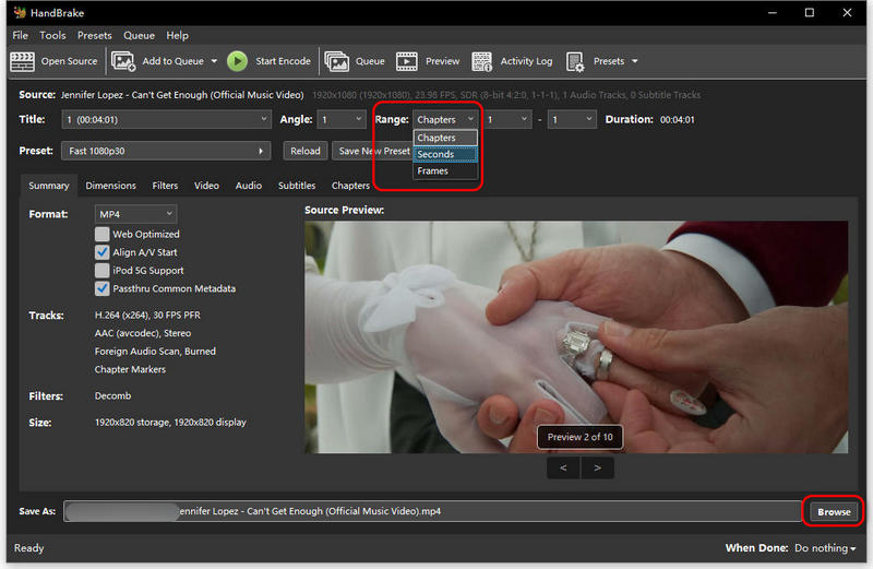 Import MP4 to Handbrake