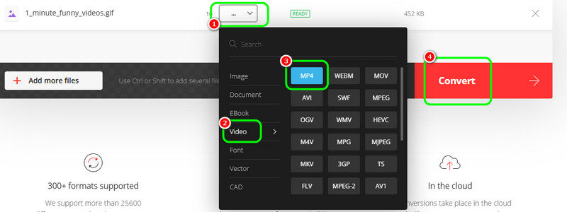 Output Mp4 in Convertio