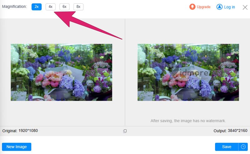अपस्केल इमेज ऑनलाइन सेट 4K