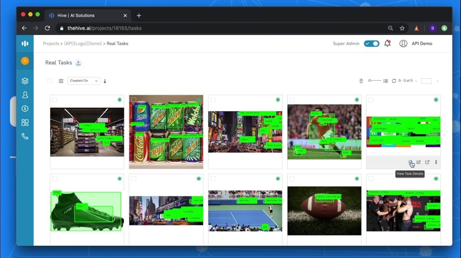 Screenshot of Hive's content-moderation platform